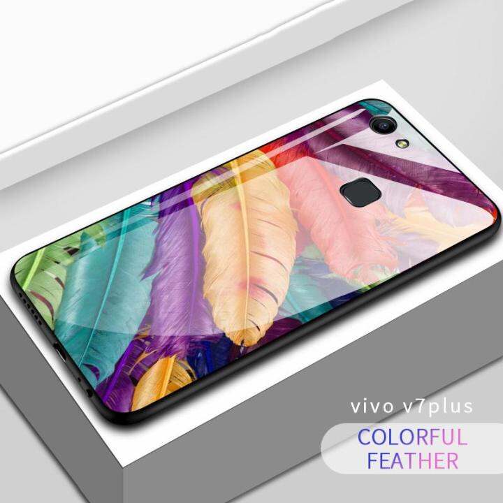 hontingaเคสโทรศัพท์vivo-v7-plus-เคสtpuป้องกันแข็งสีสดใสหรูหราลายท้องฟ้าที่เต็มไปด้วยดาวปลอกหุ้มกระจกนิรภัย