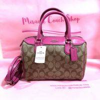 กระเป๋าถือ COACH แท้ ทรงหมอน ทรงยอดนิยม สีสวย มีสายยาว รุ่นแนะนำ COACH 32203 SIGNATURE BENNETT SATCHEL Cerise