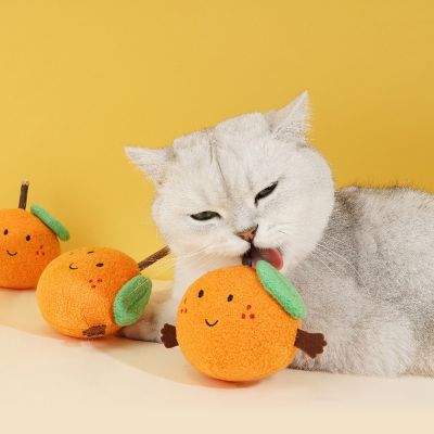 Peet แท่งแท่งของเล่นแมวของเล่นแมวกัดทำจากของเล่นฝึกกัดทนต่อการกัดสีส้มอุปกรณ์สำหรับแมวทำความสะอาดฟัน