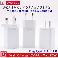 {KOLT Digital} Eu/us/uk 20W สำหรับ ONEPLUS Dash Charger 5V/4A Fast Charging 1M Type C Dash Cable Wall Power Adapter สำหรับ Oneplus 6T 5T 5 3T 3