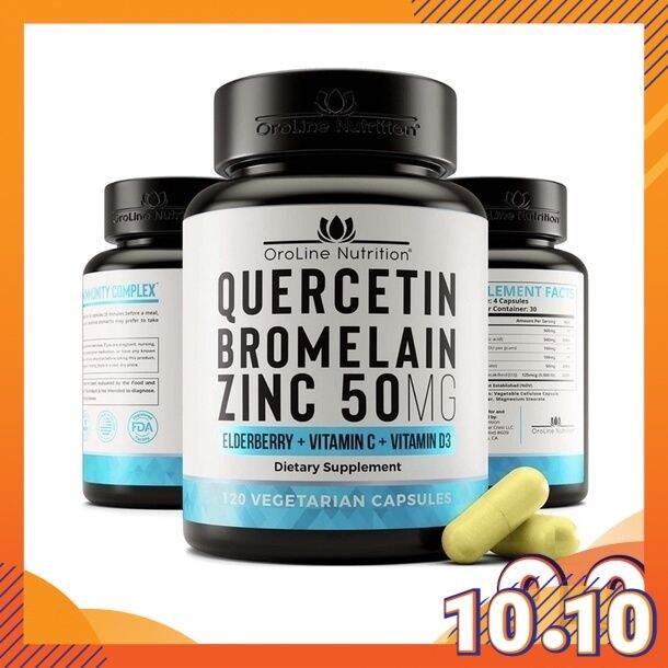 OroLine Nutrition Quercetin 500mg Supplement, Zinc 50mg, Vitamin C