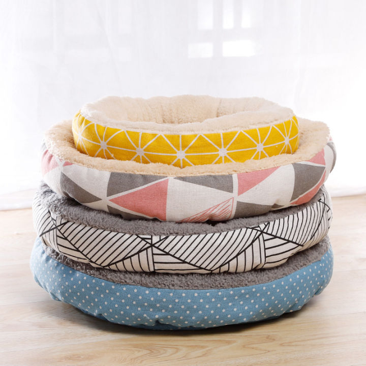 dropshipping-center-pet-dog-accessories-kong-dog-beds-for-small-dogs-beds-for-cats-free-shipping-round-puppy-bed-plush-cat-nest