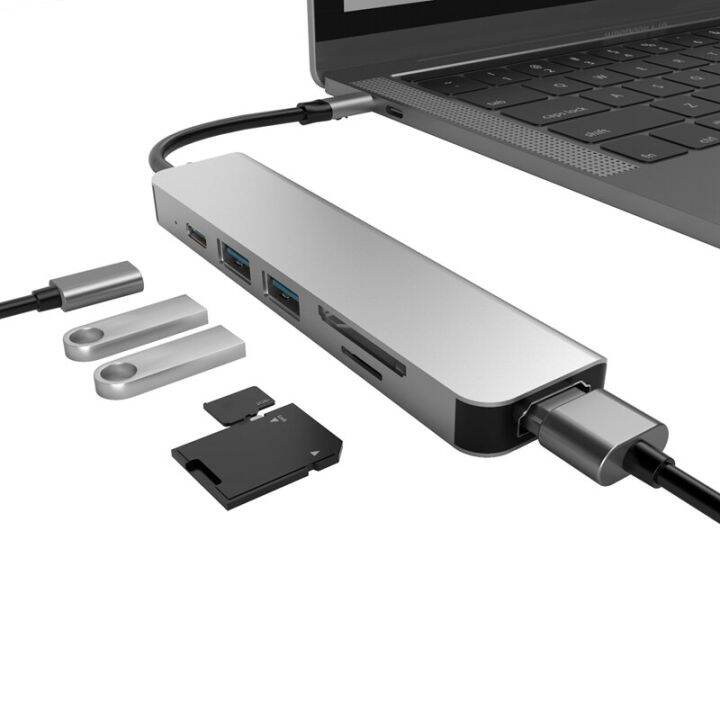 6-in-1แท่นวางมือถือ-type-c-to-usb3-0x2-sd-tf-hdmi-pd-ตัวแปลงอินเทอร์เฟซอะแดปเตอร์สนับสนุน-type-c-คอมพิวเตอร์