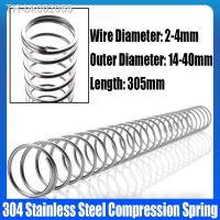 №✙✁ 1PCS 2-4mm Wire Diameter Compression Spring 304 Stainless Steel Pressure Spring Return Spring 14-40mm Outside Diameter L 305mm