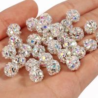 50pc/Lot 6mm 8mm 10mm AB Color Rhinestone Ball Shape Loose Beads Metal Crystal Beads for Jewelry Making DIY Accessories