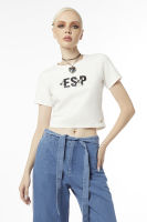 ESP เสื้อทีเชิ้ตลายกราฟิก ผู้หญิง สีขาว | Graphic Print Tee Shirt | 05974