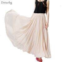 【CC】 Womens Boho 3 Layer Skirt Female Waist Non-transparent Beach Skirts Saia 2023 SK121