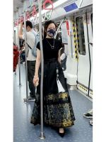 สไตล์วินเทจของผู้หญิง Summer 2023 new womens clothing new Chinese style womens clothing black horse-faced skirt suit high-end adult improved Hanfu