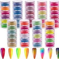 6 กล่อง Neon Phosphor Pigment Powder Set ผงเรืองแสงสีสันสดใสสีรุ้ง Glitter Pearlescent High Gloss Nail Art Powder Decors-Gamekj