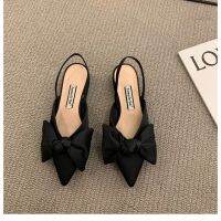 [COD]Women 2022 New Style Thick Heel Back Empty Bow Roman Single Shoes Christmas Gift