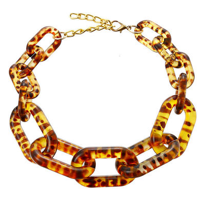 FishSheep Big Leopard Acrylic Choker Necklace For Women Resin Chunky Chain Collar Pendants Necklaces 2021 New Statement Jewelry