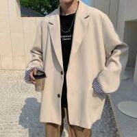 ZZOOI Blazers Men Casual British Trendy Loose Korean Suit Tops Male Vintage Jacket Streetwear