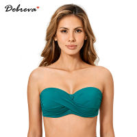 DOBREVA ชุดว่ายน้ำสตรี Bandeau Underwire บิกินี่ชุดว่ายน้ำที่ไม่มีสายหนังชุดว่ายน้ำ-ขนาดชุดชั้นใน