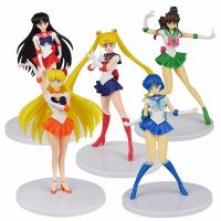 5PcsSet Japanese Anime Cartoon Sailor Moon Action Figure 18cm Mercury Mars Jupiter Venus Figurines Kids Doll Toys