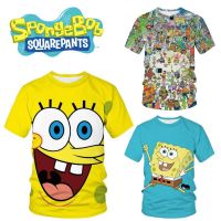 ◑ เสื้อยืดแขนสั้นลําลอง พิมพ์ลายการ์ตูน SpongeBob เหมาะกับของขวัญ สําหรับเด็กผู้ชาย และเด็กผู้หญิง