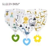 JH 3pcs Baby Bandana Drool Bibs With Teething Gauze Muslin Soft