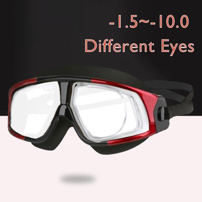 -1.5-10.0สายตาสั้นแว่นตาว่ายน้ำซิลิโคนเฟรมขนาดใหญ่ป้องกันหมอกแว่นตาว่ายน้ำกำหนดได้เององศาตาขวาที่แตกต่างกัน