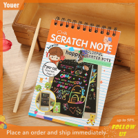 【Youer】 Kyasi 【Flash Sale】Children DIY ระบานสีแบบขูดหมายเหตุ10แผ่น Magic สี Rainbow Scratch Art