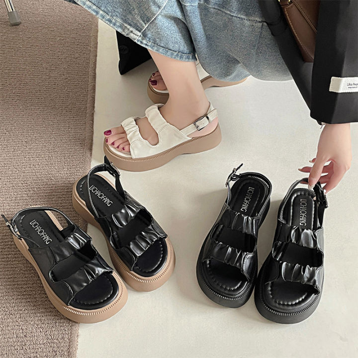 kaidewemak-ส่งจากไทย-รองเท้ารัดส้น-แฟชั่นน่ารัก-สไตล์เกาหลี-สายรัดปรับระดับได้-รองเท้าแตะผู้หญิง-รองเท้าน่ารักใส่สบาย