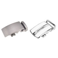 2 Pcs MenS Solid Buckle Automatic Ratchet Leather Belt Buckle, in the Middle with an Edge-Silver &amp; Silver