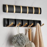 Nail-free Bathroom Black Golden Folding Robe Hooks Coat Towel Hook Door-back Key Clothes Hanger Hook Organizer Hook Holder Rack