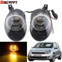 เลนส์ LED ไฟตัดหมอกดวงตานางฟ้า2ชิ้นไฟเดย์ไลท์หมอกกลางวัน DRL 30W 6000LM 12V สำหรับ VW Volkswagen Golf Mk6 2009-2013