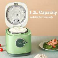 Midea 1.2L หม้อหุงข้าวแบบย้อนยุคหม้อไฟฟ้าอัจฉริยะสวยงามน่ารักพกพาได้เครื่องครัวอเนกประสงค์ขนาด200วัตต์มีหอพัก