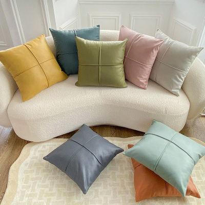Light Luxury Modern Cushion Cover Waterproof Tech Cloth Cushion Cover Soft Waist Pillow Cover For Sofa Living Room 45*45 Solid Colors Decorative Pillows Home Decor Pillowcase