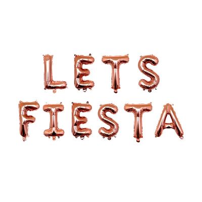 FIESTA Letter Aluminum Balloon Set Gold Rose Gold Mexican Spanish Carnival Party Carnival Alphabet Decoration Balloons Balloons