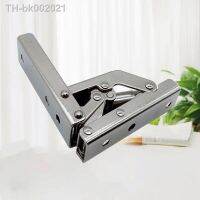 ✇▤ 2PCS 90 Degree Self-Locking Folding Hinges Hole-free Hinge Table Legs Brackets 180 Degree Flat Spring Folding Hinge Hardware