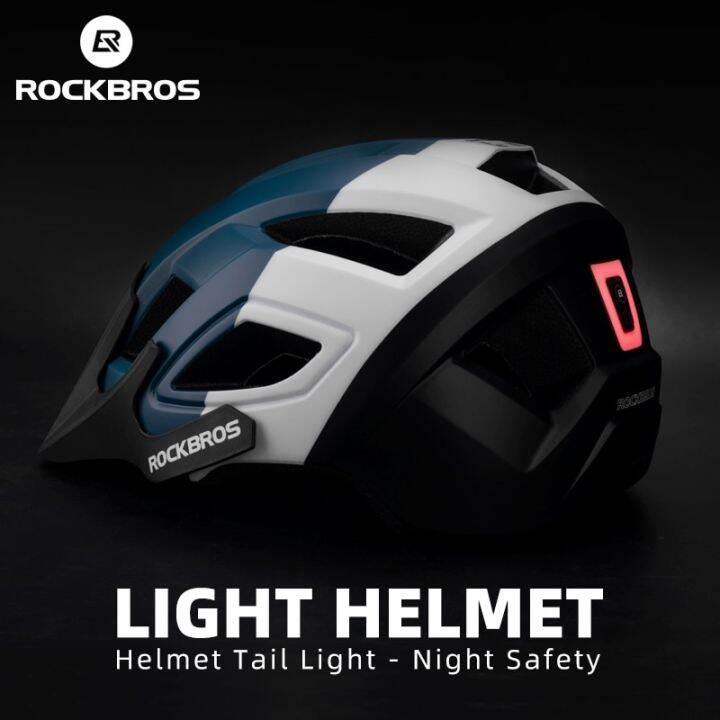 ROCKBROS Bicycle Helmet LED Light Rechargeable Cycling Helmet Mountain ...