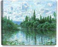 แขนของไซน์ใกล้ Vetheuil Claude Monet ขั้นตอนก่อนทำศิลปะผ้าใบ Giclee ศิลปะบนผนังสำหรับ24x20การตกแต่งบ้าน