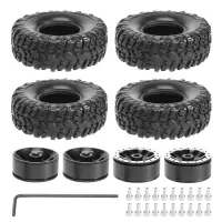 4Pcs Metal Beadlock Wheel Hub Rim and Rubber Tire Set for C14 C24 B14 B24 B36 MN D90 MN99S RC Car Upgrade Parts