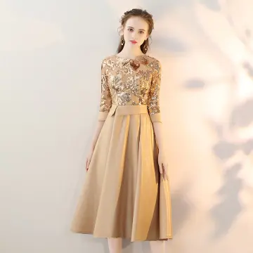 Gold dress hotsell mid length