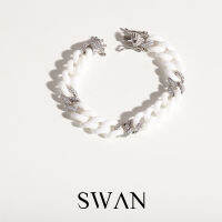 SWAN - Ceramic Chain Bracelet สร้อยข้อมือเงินเซรามิกแท้ ฝังเพชร cubic zirconia คิวบิกเซอร์โคเนีย