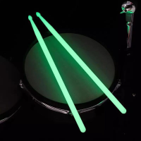 1คู่ Professional Luminous กลอง Sticks 5A ไนลอน Drumsticks กลองที่มีสีสัน Stick Percussion Instrument อุปกรณ์เสริมกลองชุด Kit