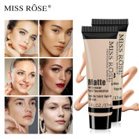 MISS ROSE【พร้อมส่ง】ฐานแต่งหน้าดอกกุหลาบรองพื้นเหลวคอนซีลเลอร์เคลือบธรรมชาติปรับผิวให้เรียบเนียนกันน้ำกันเหงื่อติดทนนานคอปกเสื้อจุดและรูขุมขน