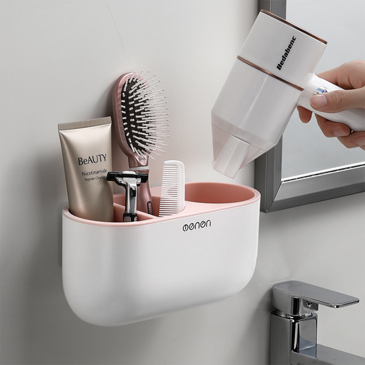 bathroom-finishing-brush-hair-dryer-rack-wall-mounted-shelf-makeup-storage-nailless-hair-dryer-toothbrush-holder