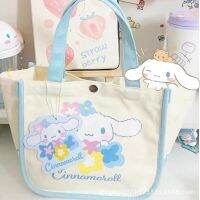 Kawaii Sanrio Melody Cinnamoroll กระเป๋าเป้สะพายหลังไหล่กระเป๋าอาหารกลางวันกระเป๋า Tote กระเป๋าผ้าใบขนาดใหญ่ความจุกระเป๋าสาว Gift