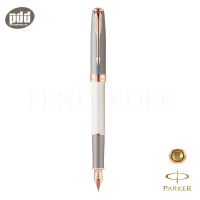 PARKER ปากกาป๊ากเกอร์ หมึกซึม ซอนเน็ต เอ็กซ์ เพิล-เกรย์ (ขาวเทา) - PARKER Sonnet Executive Pearl Grey Fountain Pen - Medium Nib