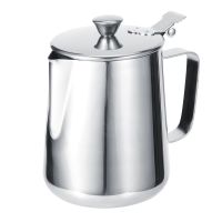 Stainless Steel Milk Frothing Cup Jug Coffee Pitcher Latte Art Jug Pitcher Mug Cup with Lid for Home Coffee 600mL 1L