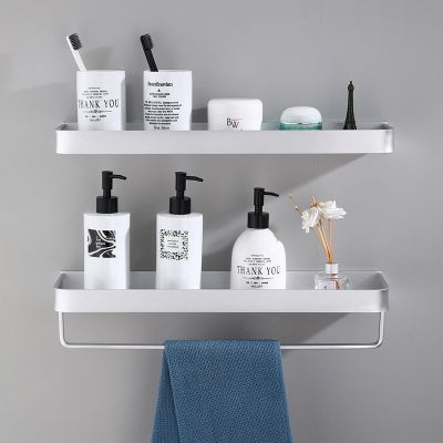 ❆✜℡ Bathroom Shelf Shower Shelf With Towel Bar Aluminum Black /Silver Corner Shelves Wall Mounted Kitchen Storage Holder