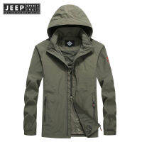 JEEP SPIRIT 1941 ESTD เสื้อโค้ทผู้ชายแบบบางมีฮู้ดทันสมัย,เสื้อโค้ทตัวใหญ่ทรงหลวมลำลองอินเทรนด์สำหรับฤดูใบไม้ร่วง