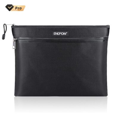 ❈▼ Fireproof Document Bag Two Pockets Two ZippersENGPOW Fireproof Safe Bag Waterproof and Fireproof Money Bag Money Safe Pouch