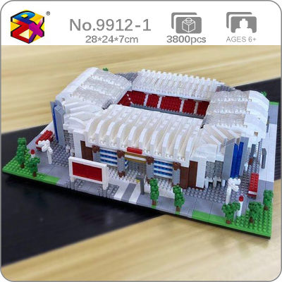 PZX 9912-1โลกสถาปัตยกรรมฟุตบอลเก่า Trafford สนามกีฬาสนามฟุตบอลกีฬา3D มินิเพชรบล็อกอิฐอาคารของเล่นไม่มีกล่อง