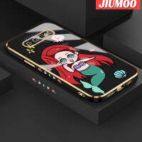 JIUMOO เคสปลอกสำหรับ Samsung S10พลัส S9พลัสเคสลายการ์ตูนน่ารักขอบเคลือบนางเงือกน่ารักปลอกซิลิโคนกรอบเคสโทรศัพท์สุดหรูนิ่มสี่เหลี่ยมกันกระแทกกล้องใหม่เคสป้องกันฝาปิดด้านหลังเลนส์