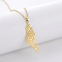 Israel Palestine Vintage Map Pendant Necklace For Women Men Arabic African Jamaica Stainless Steel Gold Color Necklaces Amulet