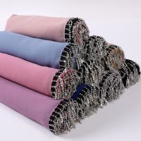 Fashion pure color chiffon my hijab diamond tassel long towel Malaysia Indonesia hui Muslim scarf fabric