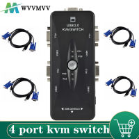 WVVMVV 4 port kvm switch USB 2.0 VGA Splitter Printer Mouse Keyboard Pendrive Share Switcher 1920*1440 VGA Switch Box Adapter