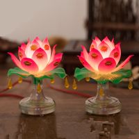 Buddhism Supplies Holy Lotus Lamp Exquisite Veilleuse Solemn Buddhist Ceremony Worship Buddha Lamp Buddhist Temple Decoration